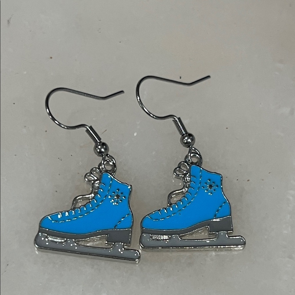 Blue Ice Skate Earrings Novelty Jewelry